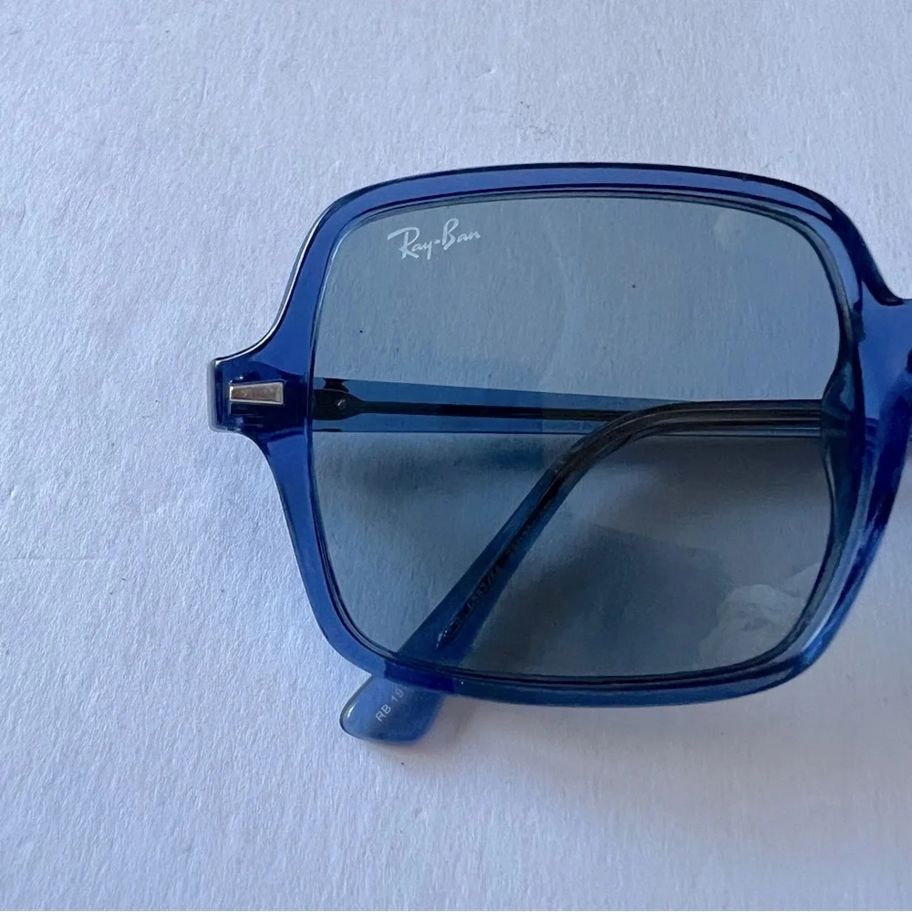RAY-BAN WOMENS SQUARE II RB  1973 6587 SUNGLASSES TRUE BLUE TRANSPARENT NWOT